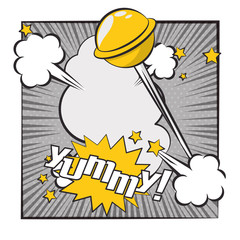 poster pop art style with lollipop