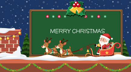 Christmas scene with Santa on sleigh