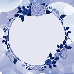 Background design with blue flower frame