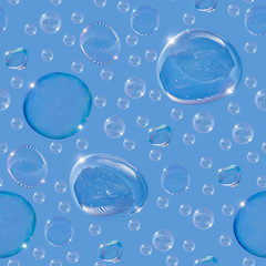 Seamless pattern of soap bubbles. Soap bubbles fly in the sky.