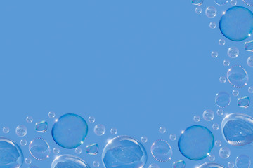 Background from soap bubbles. Soap bubbles fly in the sky. Blow out soap bubbles.