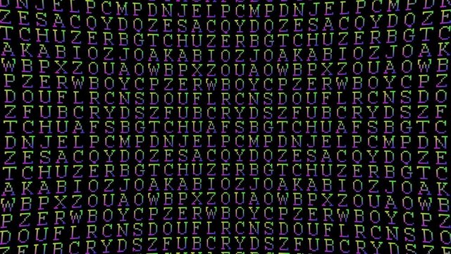 Letters of the alphabet rgb gradient pattern animated background