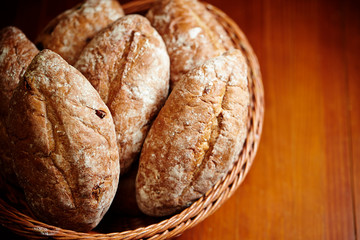 Baguette bread in basket background