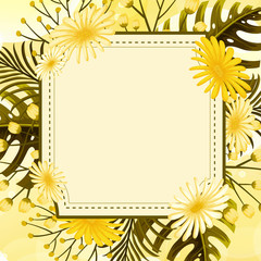 Background design with yellow flowers frame