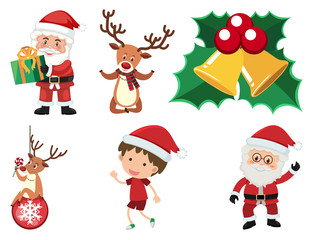 Christmas set with Santa and ornaments