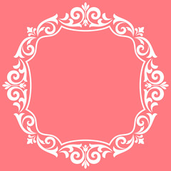 Decorative frame Elegant vector element for design in Eastern style, place for text. Floral pink border. Lace illustration for invitations and greeting cards