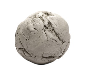 Naklejka premium Grey modelling clay ball, lump isolated on white background