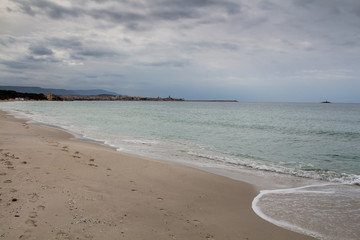 City beach in Alghero, Sardinia, Italy