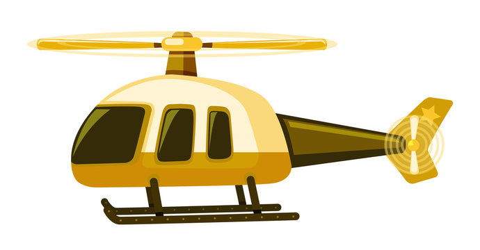 Yellow helicopter on white background
