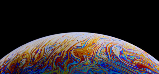 abstract soap bubble on a black background