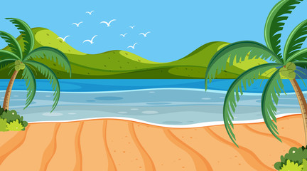 Nature scene with coconut trees on the beach