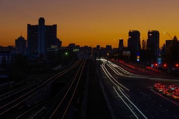 Twilight over the metropolis. Panorama.