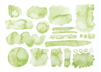 Set of watercolor brushes olive green on white background © Kateryna Kovarzh