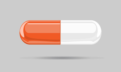 Capsule pill mock up hand drawn cartoon style. Flat and solid color vector illustration.