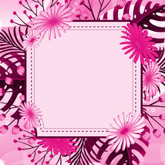 Background design with pink flower frame