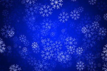 Fototapeta na wymiar Fondo azul con copos de nieve para navidad.
