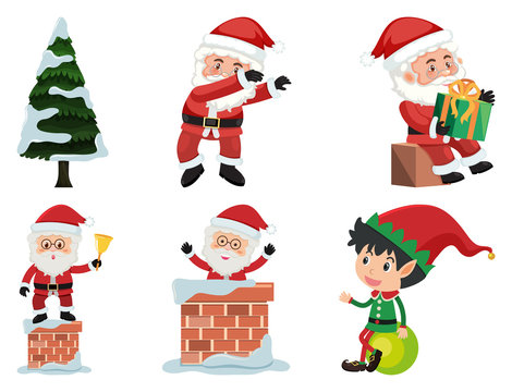 Christmas set with Santa and elf