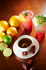 Chinese herbal medicine drink and fresh juice 