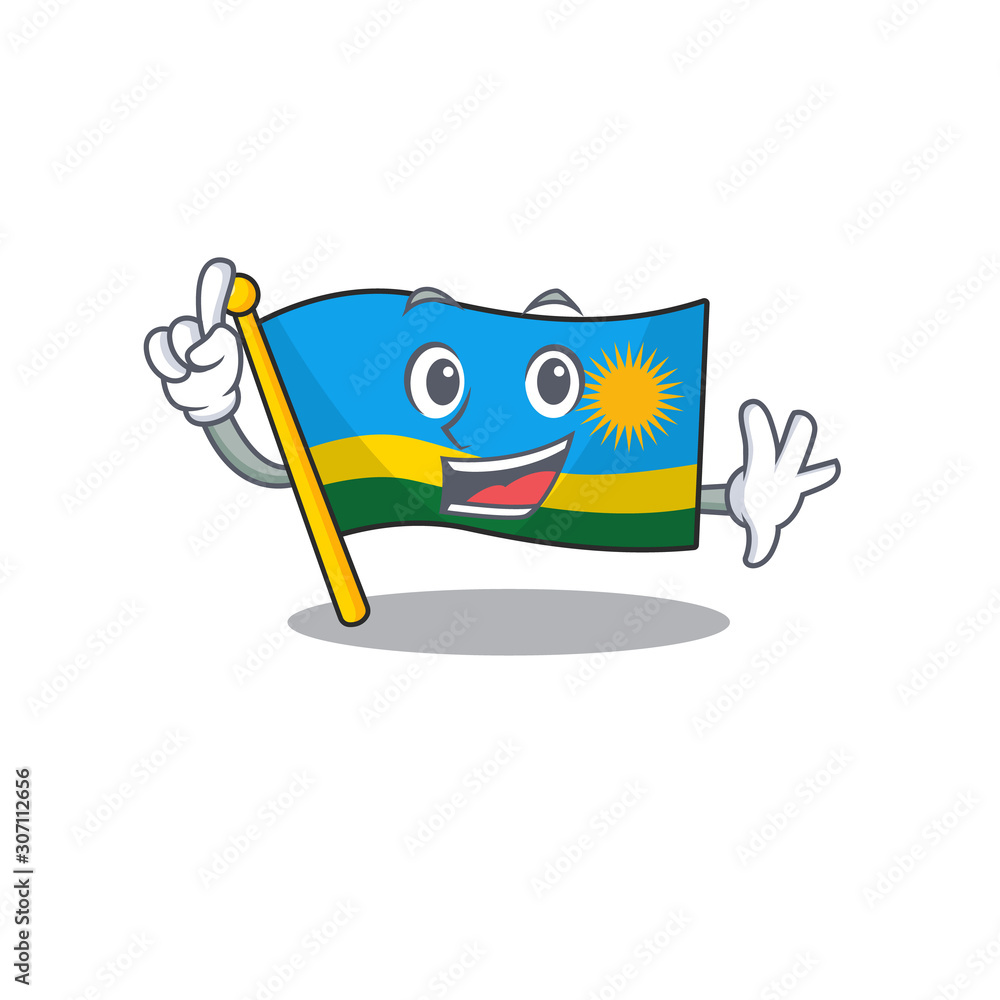 Canvas Prints Finger flag rwanda in mascot cartoon character style