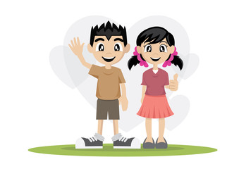 Cartoon character, Boy and girl.