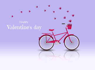 Fototapeta premium Valentine's day greeting card. Red Bicycle with hearts for Valentine's day