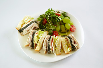 Ham and cheese sandwich with salad 