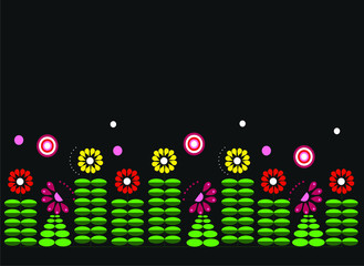 Naklejka premium abstract colored flowers on a shaped background, vector illustration