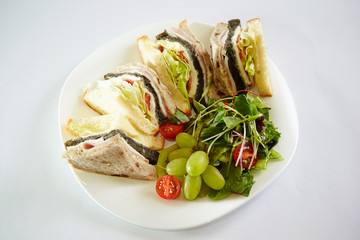 Ham and cheese sandwich with salad 