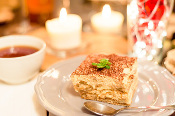 Fototapeta na wymiar tiramisu divine dessert perfect for a candlelight date