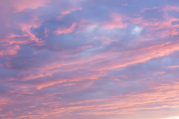 Naklejka na ściany i meble Dramatic sunset sky background, twilight pink and purple colors