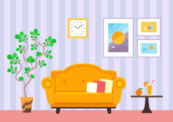 Indoor living room interior vector illustration