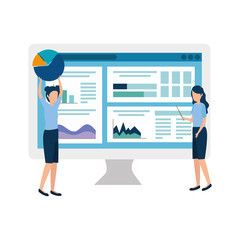 Obraz premium Businesswomen design, Woman business management corporate job occupation and worker theme Vector illustration