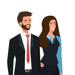 business couple elegant avatar character vector illustration design