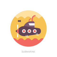 Submarine icon. flat illustration of submarine vector icon.