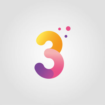 Vector number three logo design template with gradient color