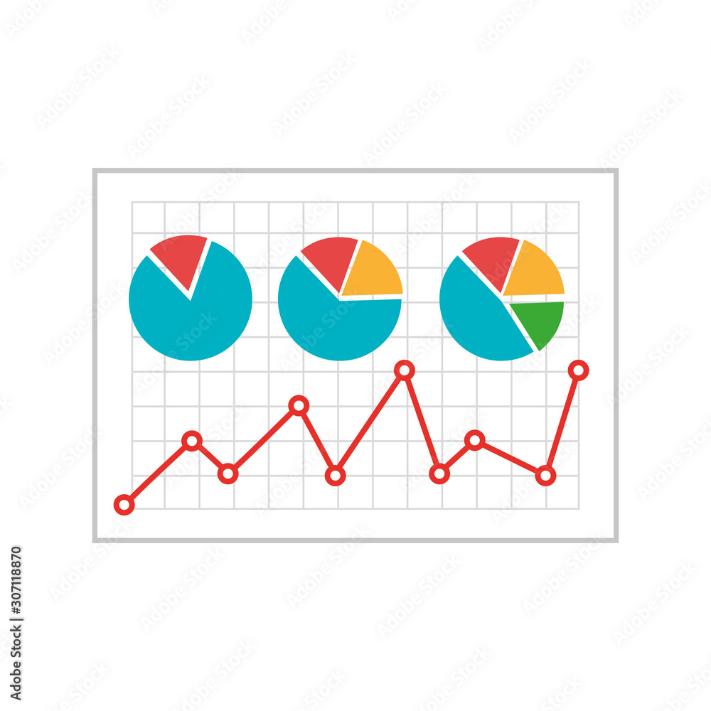 Poster document with statistics graphics isolated icon vector illustration design
