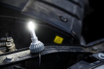 Car LED light bulb isolated.