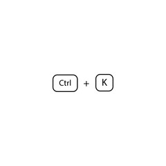 Keyboard shortcut Ctrl + K sign.