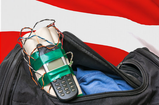 Terrorist Attack In Austria. Black Bag With Bomb.