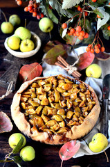 Apple Galette with cinnamon, autumn still life