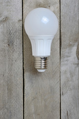 LED light bulbs on wooden background