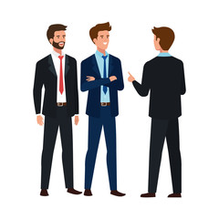 group businessmen meeting avatar character vector illustration design