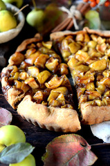Apple Galette with cinnamon, autumn still life