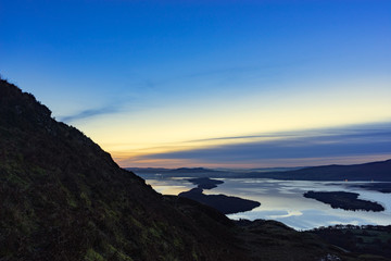 Fototapeta na wymiar Sunset view from Conic Hill overlooking Loch Lomond