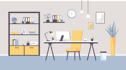 Workplace design. Illustration of a study