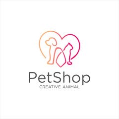 Obraz premium Pet Shop Logo Design Stock Illustrations . Pet logo design . Dog cat logo . Animal Pet Care Logo . Vet logo, Pet Store . Pet Health Logo