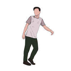vector, white background, color sketch of a guy dancing
