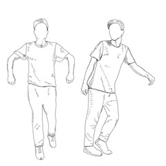 white background, outline, sketch guy dancing