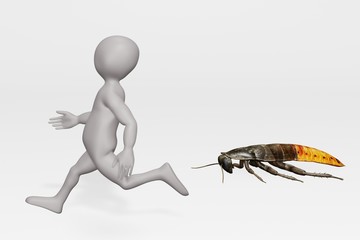 3D Render of Cartoon Character with Hisser Cockroach