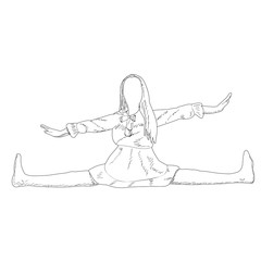vector, on a white background, sketch of a girl doing exercises